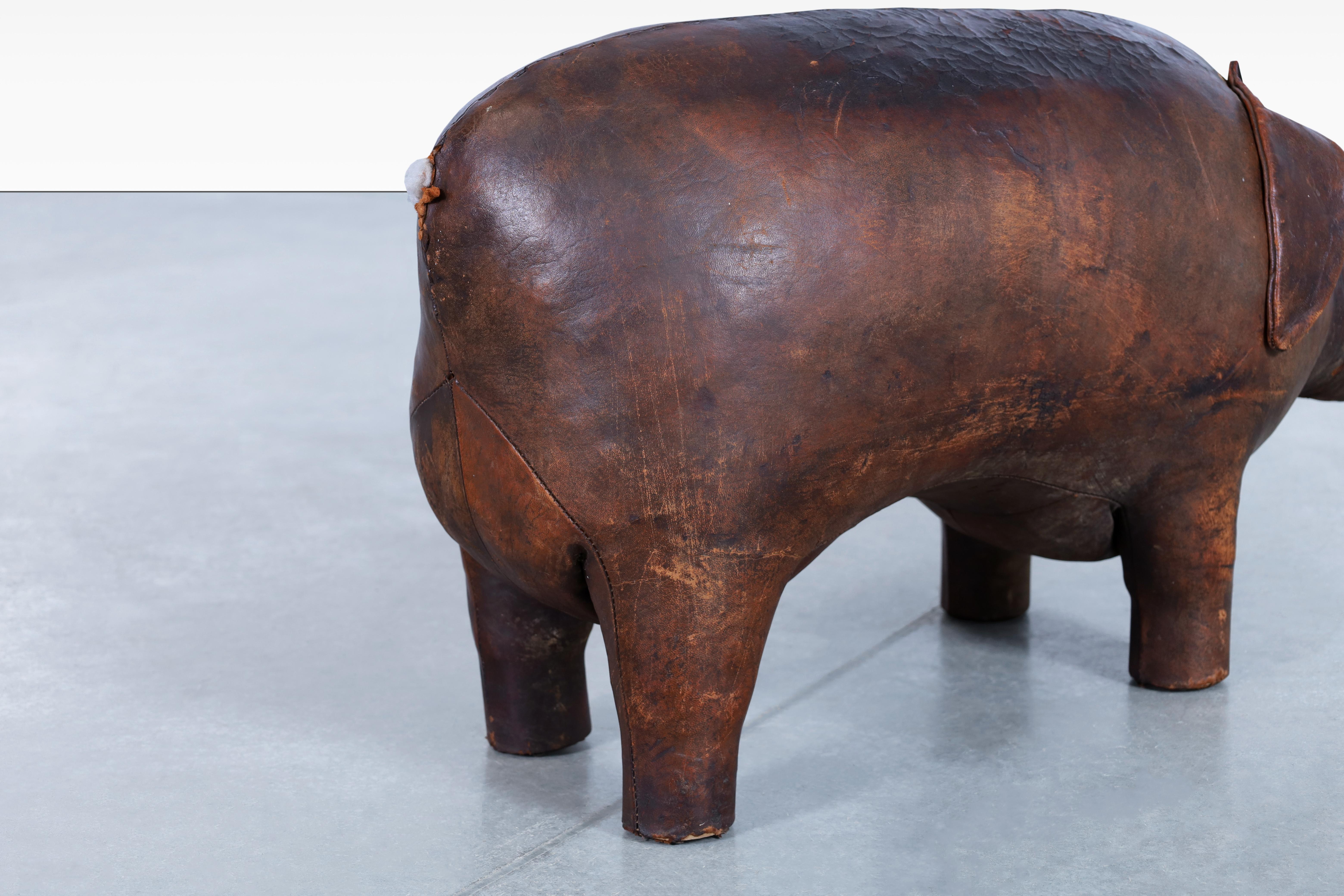 Dimitri Omersa Leather Pig Footstool for Abercrombie and Fitch For Sale 3
