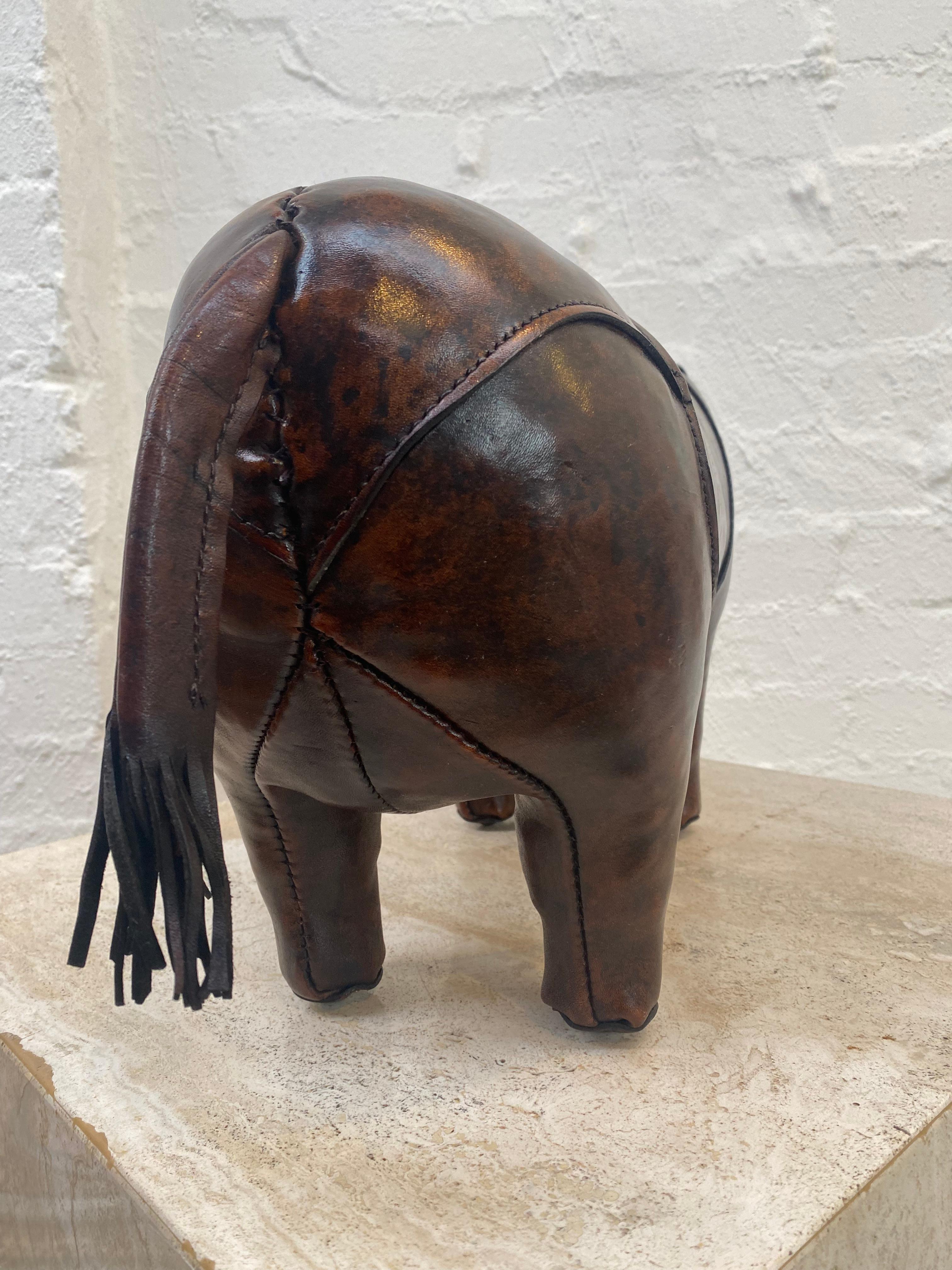 Dimitri Omersa Leather Rhinoceros Footstool, 1960s 5