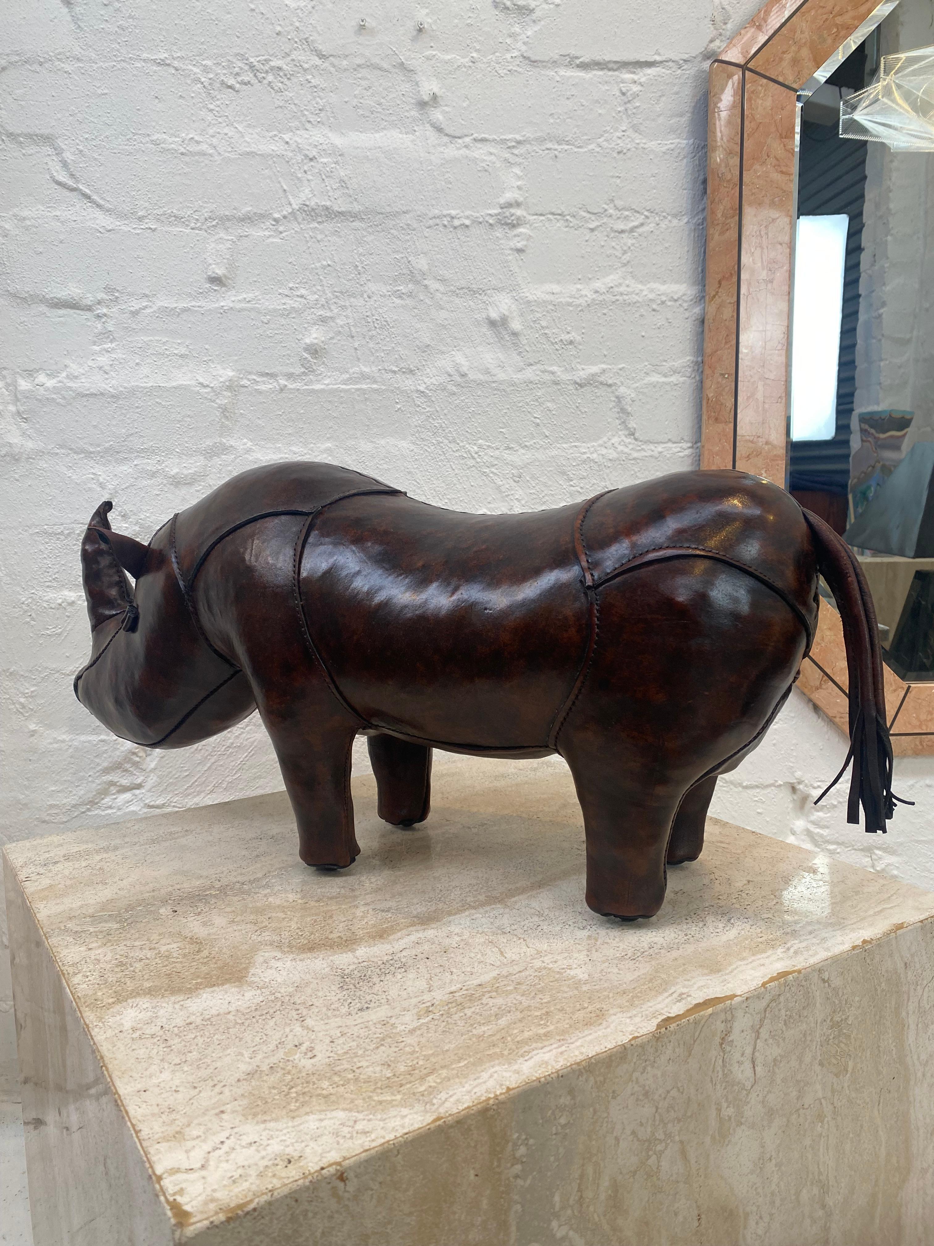 Dimitri Omersa Leather Rhinoceros Footstool, 1960s In Good Condition In Melbourne, AU