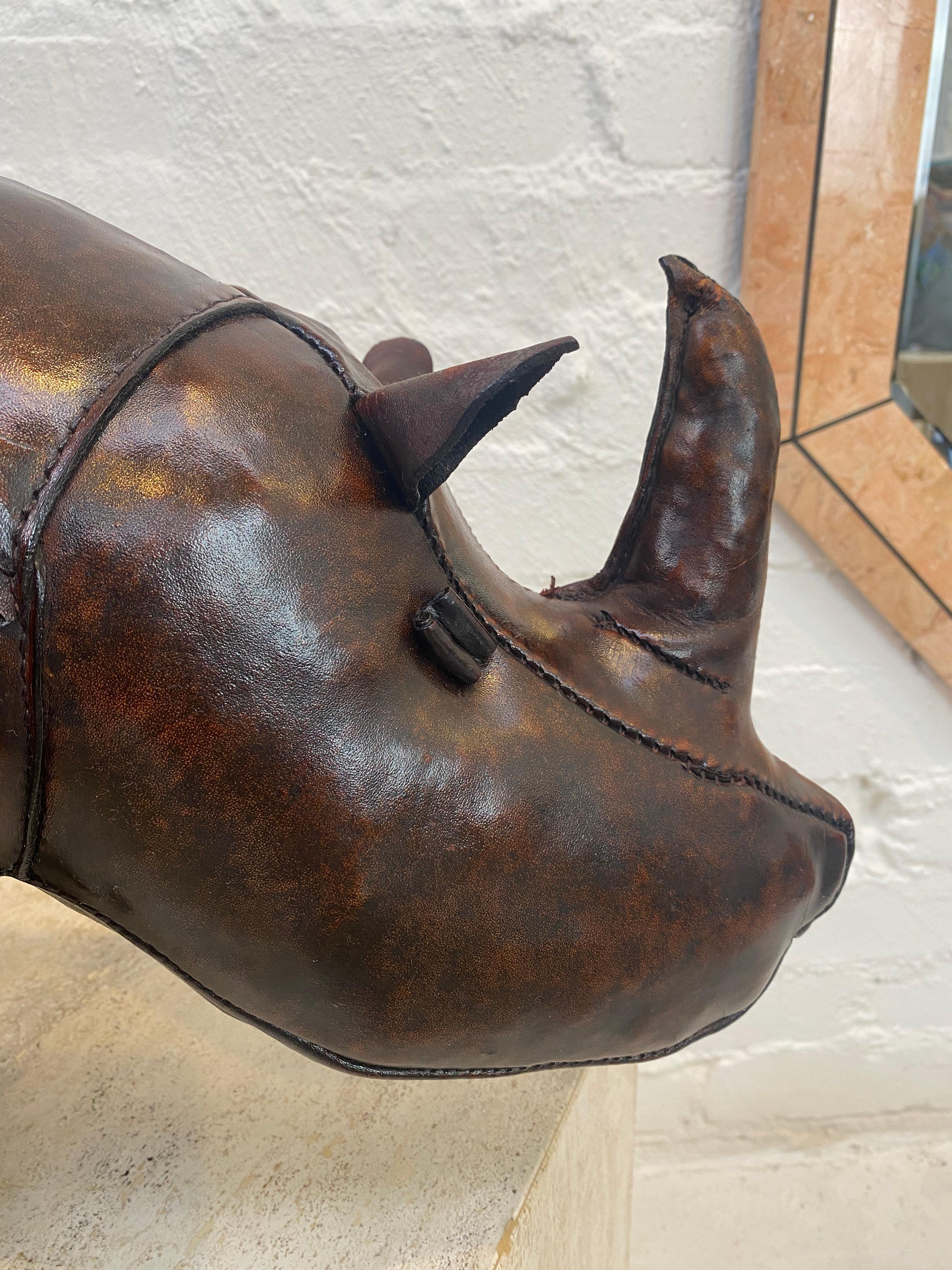 Dimitri Omersa Leather Rhinoceros Footstool, 1960s 1