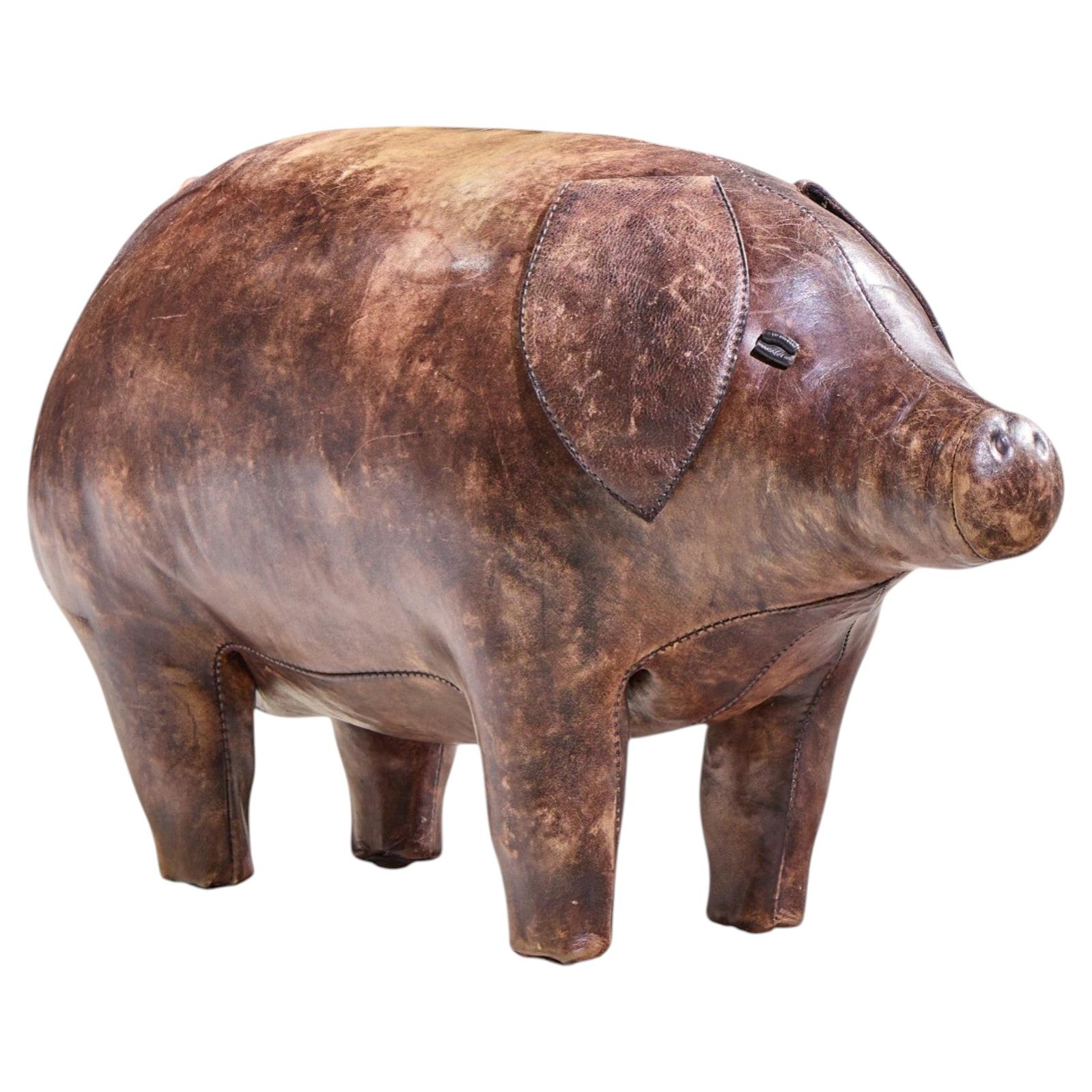 Dimitri Omersa Mid Century English Leather Pig Ottoman For Sale