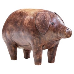Dimitri Omersa Mid Century English Leather Pig Ottoman
