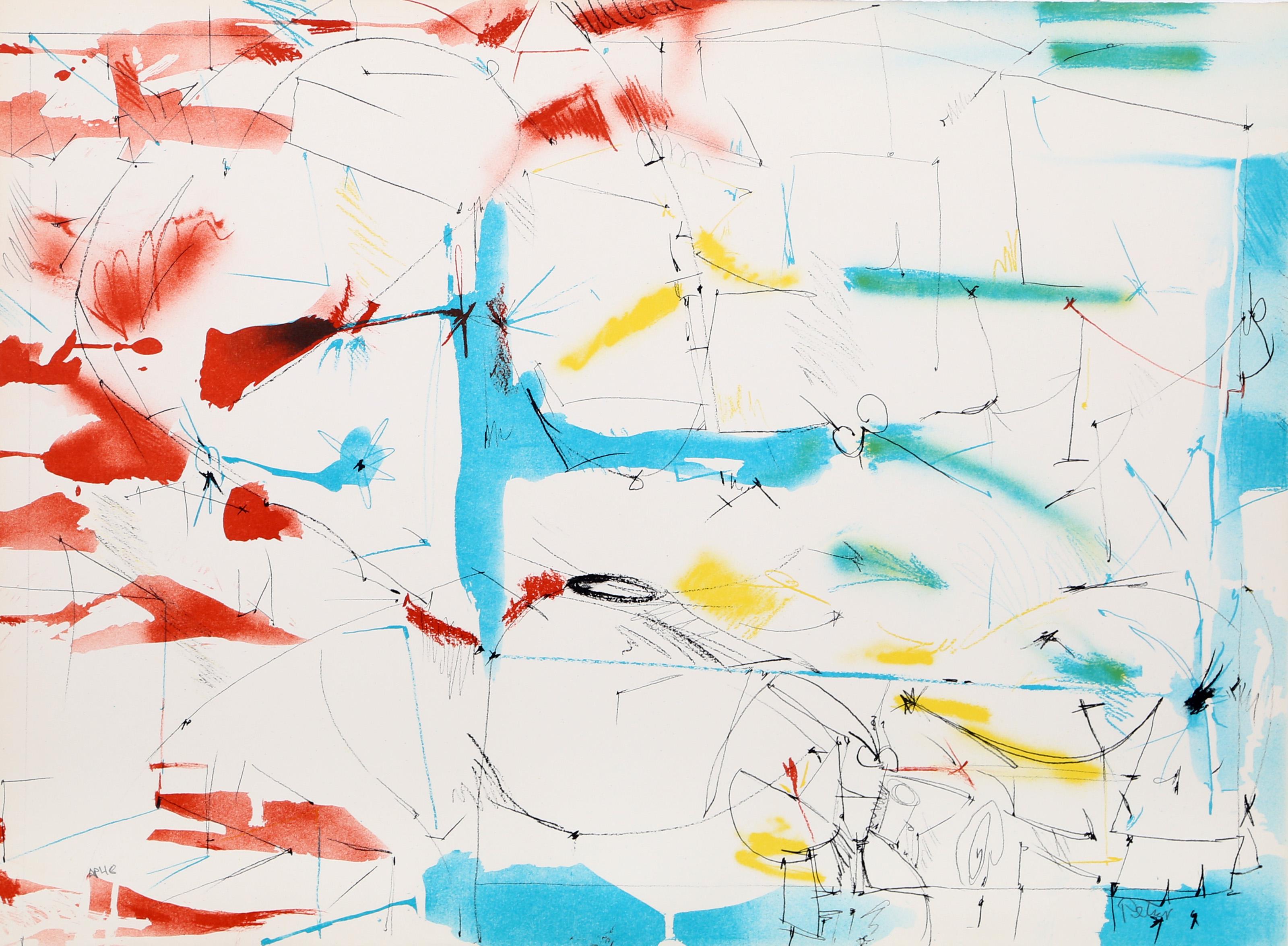 Dimitri Petrov, American (1919 - 1986) - Untitled - Abstract in Primary Colors, Year:  circa 1975, Medium:  Lithograph, signed and numbered in pencil, Edition:  AP 48, Size:  22  x 30 in. (55.88  x 76.2 cm)