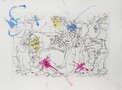 After Picasso II, Surrealist Etching and Watercolor by Dimitri Petrov