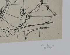 After Picasso, Surrealist Etching by Dimitri Petrov