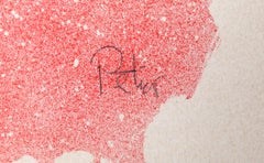 Faccia rossa che soffia fumo, litografia espressionista astratta di Dimitri Petrov