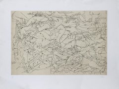 Figurative Accumulation I, Abstract Expressionist Etching by Dimitri Petrov