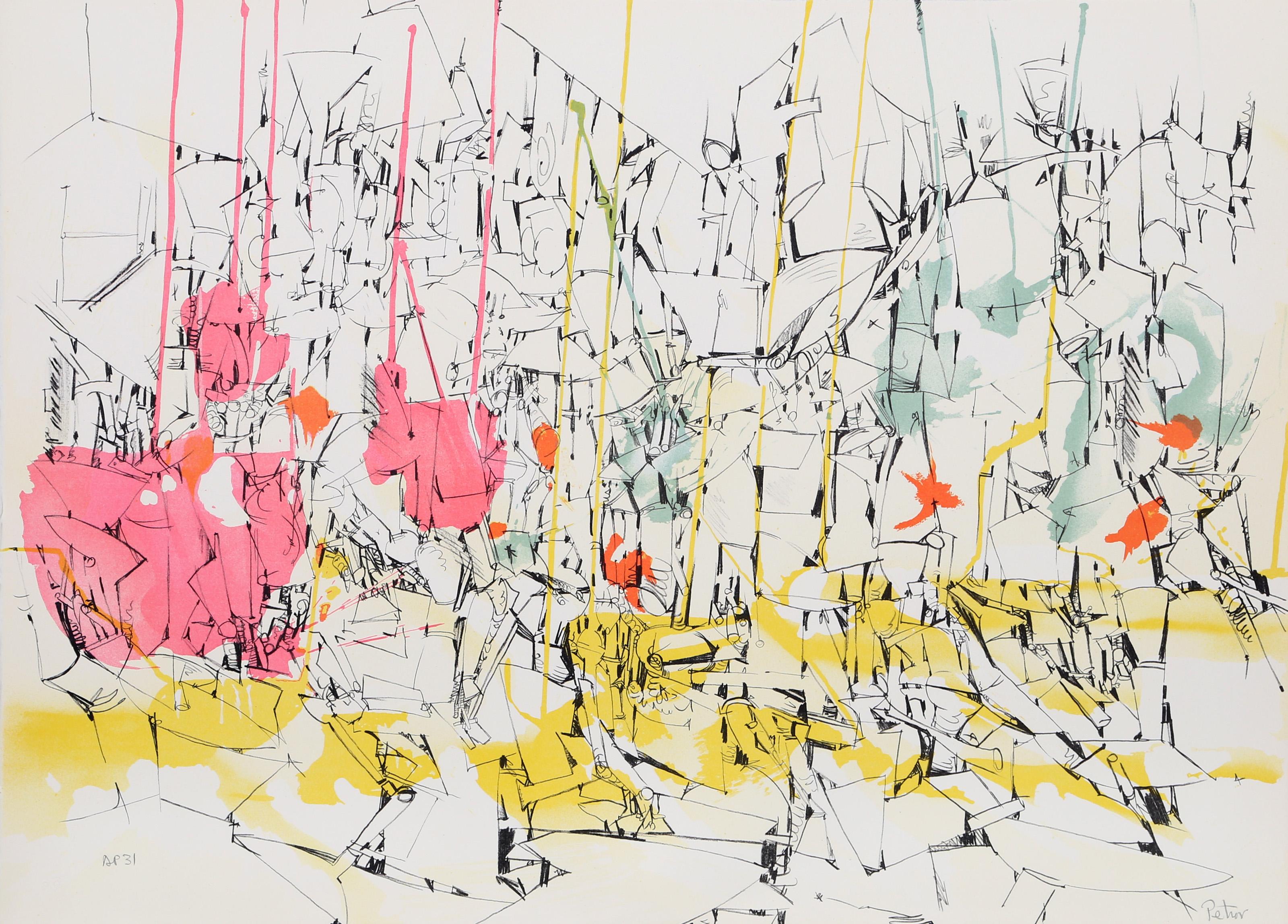 Dimitri Petrov, American (1919 - 1986) - Untitled - Futuristic Cityscape II, Year:  circa 1975, Medium:  Lithograph, signed and numbered in pencil, Edition:  AP 31, Size:  22  x 30 in. (55.88  x 76.2 cm)