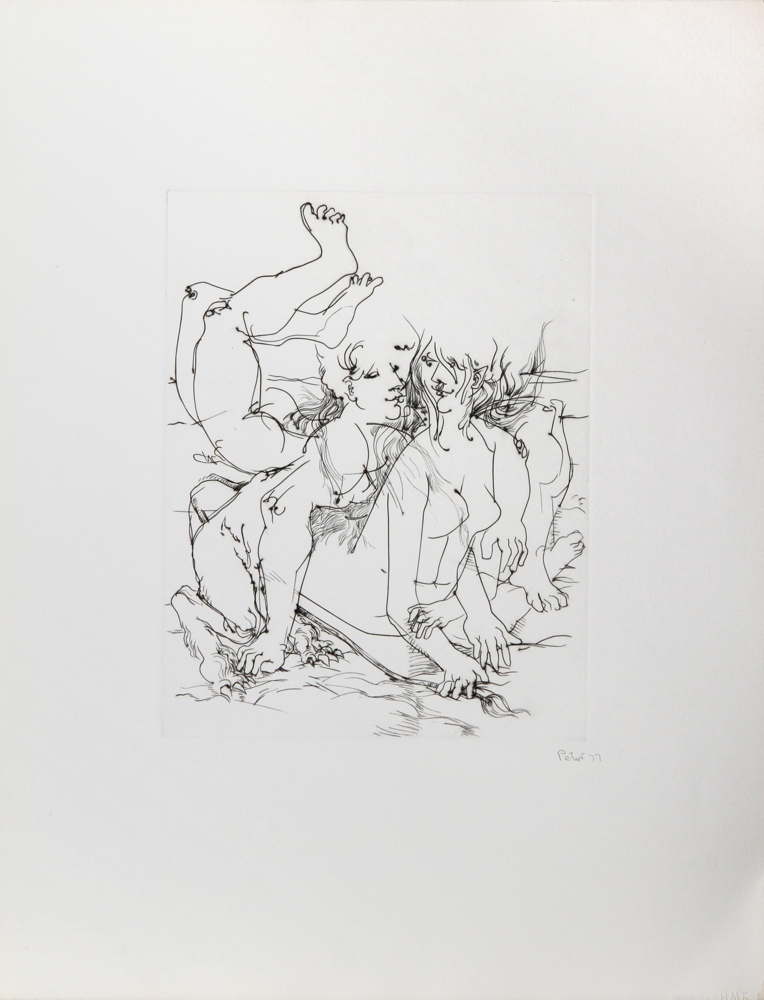 Mythical Creatures VI, Surrealist Etching by Dimitri Petrov