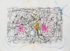 Nudes Jumping Rope, Surrealist Etching and Watercolor by Dimitri Petrov