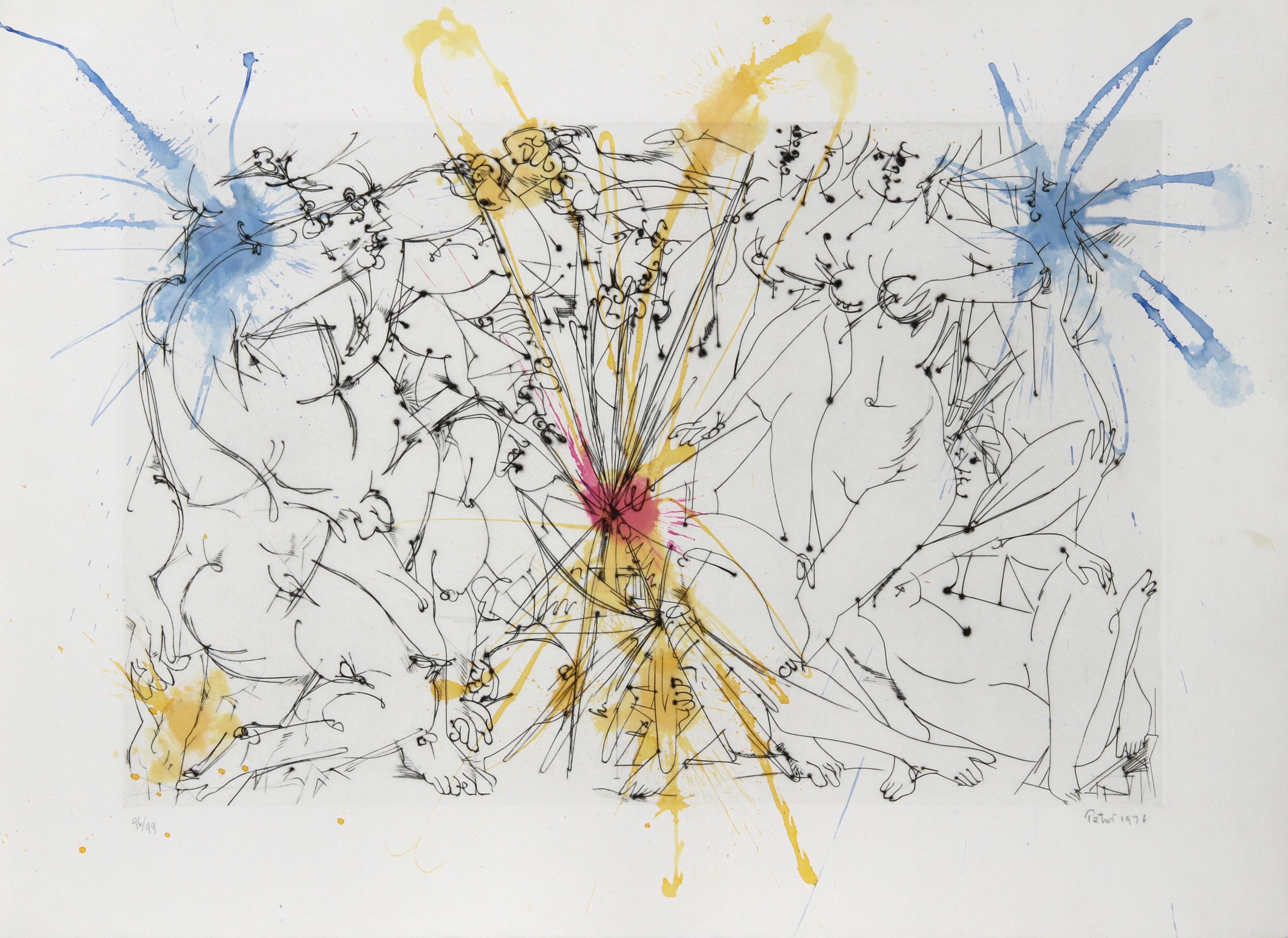 Nus debout, gravure et aquarelle surréalistes de Dimitri Petrov