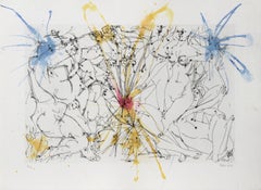 Standing Nudes, Surrealist Etching and Watercolor by Dimitri Petrov