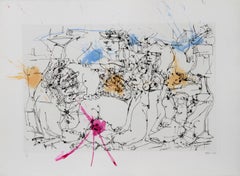 This is Not an Idea...Digests..., Surrealist Etching & Watercolor by Petrov