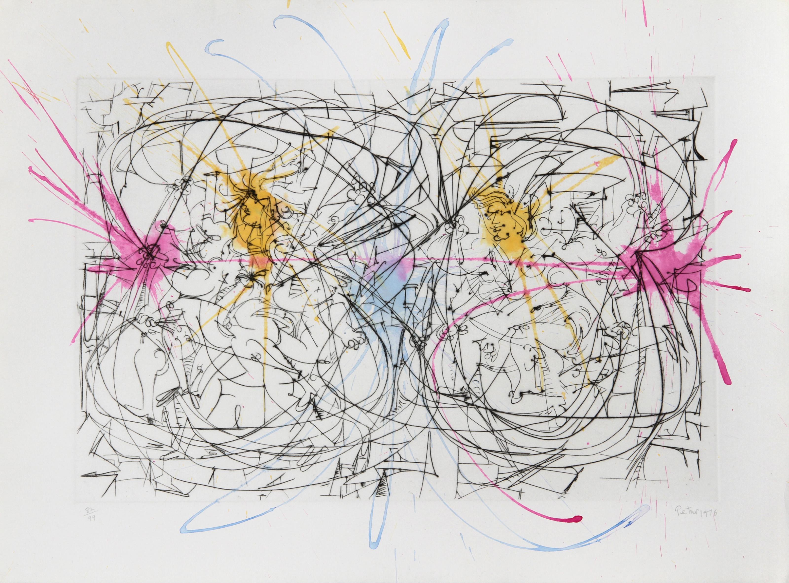 Ceci n
est pas une IDEA...Augmente..., Gravure et aquarelle surréaliste de Petrov