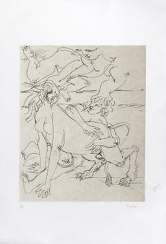 Untitled - Mythical Creatures VII, Surrealist Etching by Dimitri Petrov