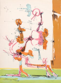 Walking Figure, Abstract Lithograph by Dimitri Petrov