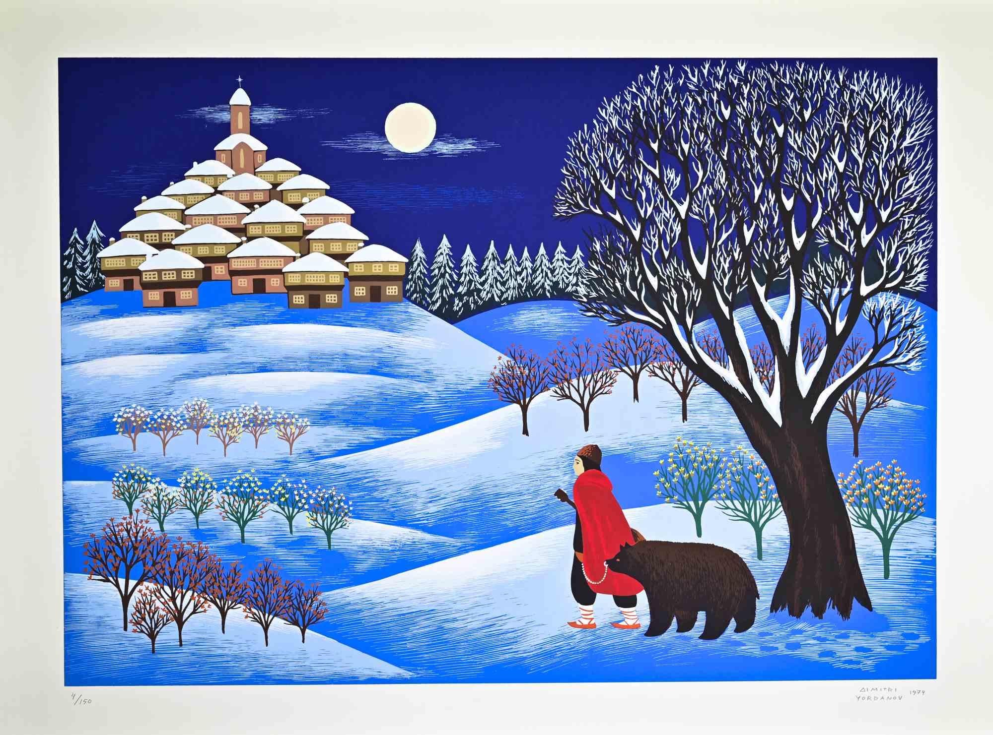 Landscape Print di Dimitri Yordanov - Notte gelata - Serigrafia di D. A. Yordanov - Anni '70