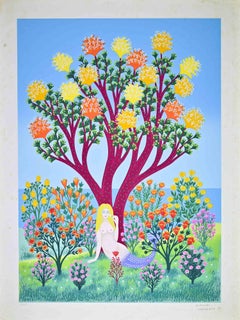 Siren in the Wood - Screen Print by D. Yordanov - 1971