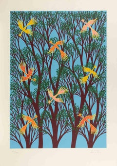 Les arbres de la vie - Sérigraphie de D. A. - 1970