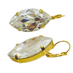 DIMITRIADIS signierter Vintage Goldglas-Designer durchbrochener Dangke  Ohrringe