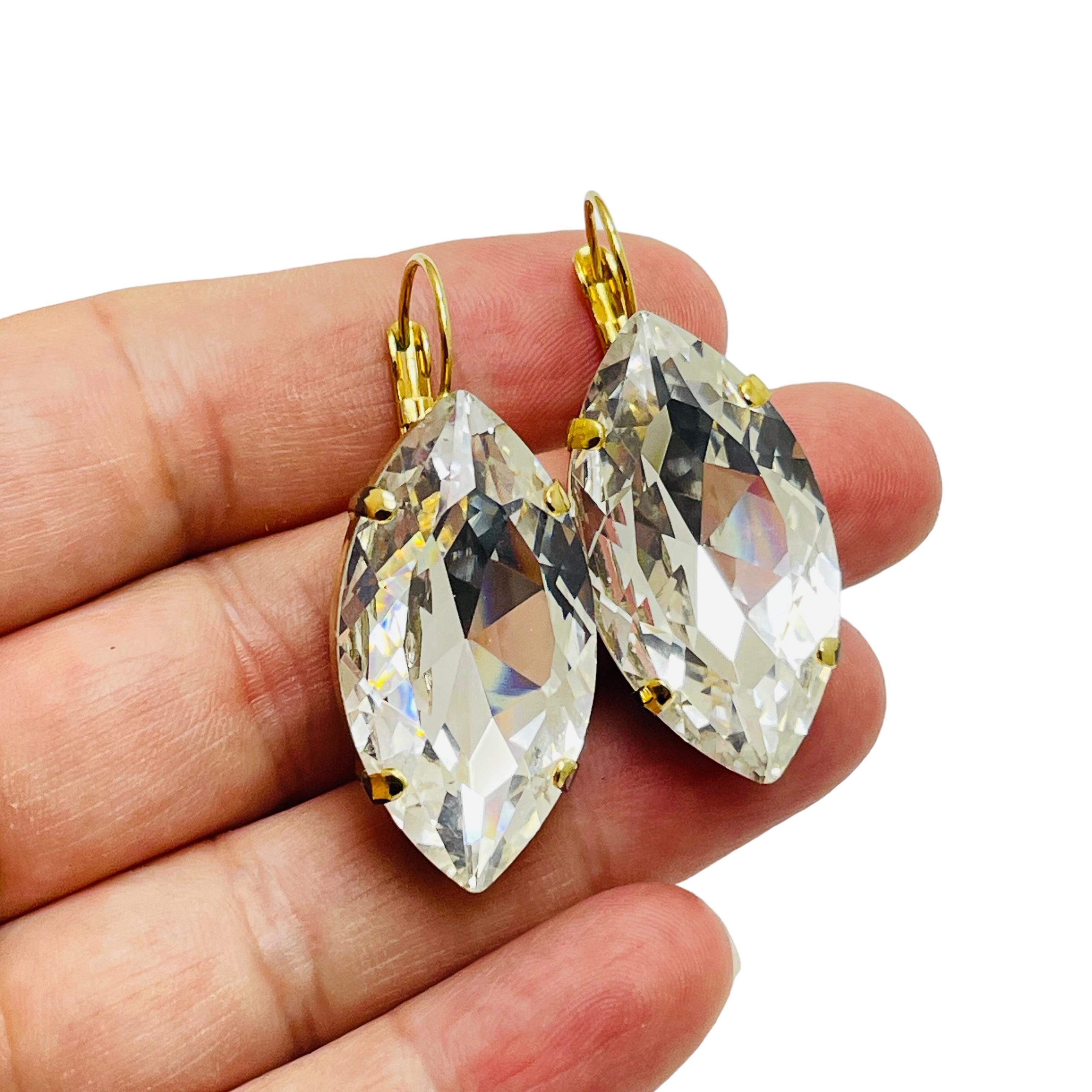 DIMITRIADIS signierter Vintage Goldglas-Designer durchbrochener Dangke  Ohrringe Damen im Angebot