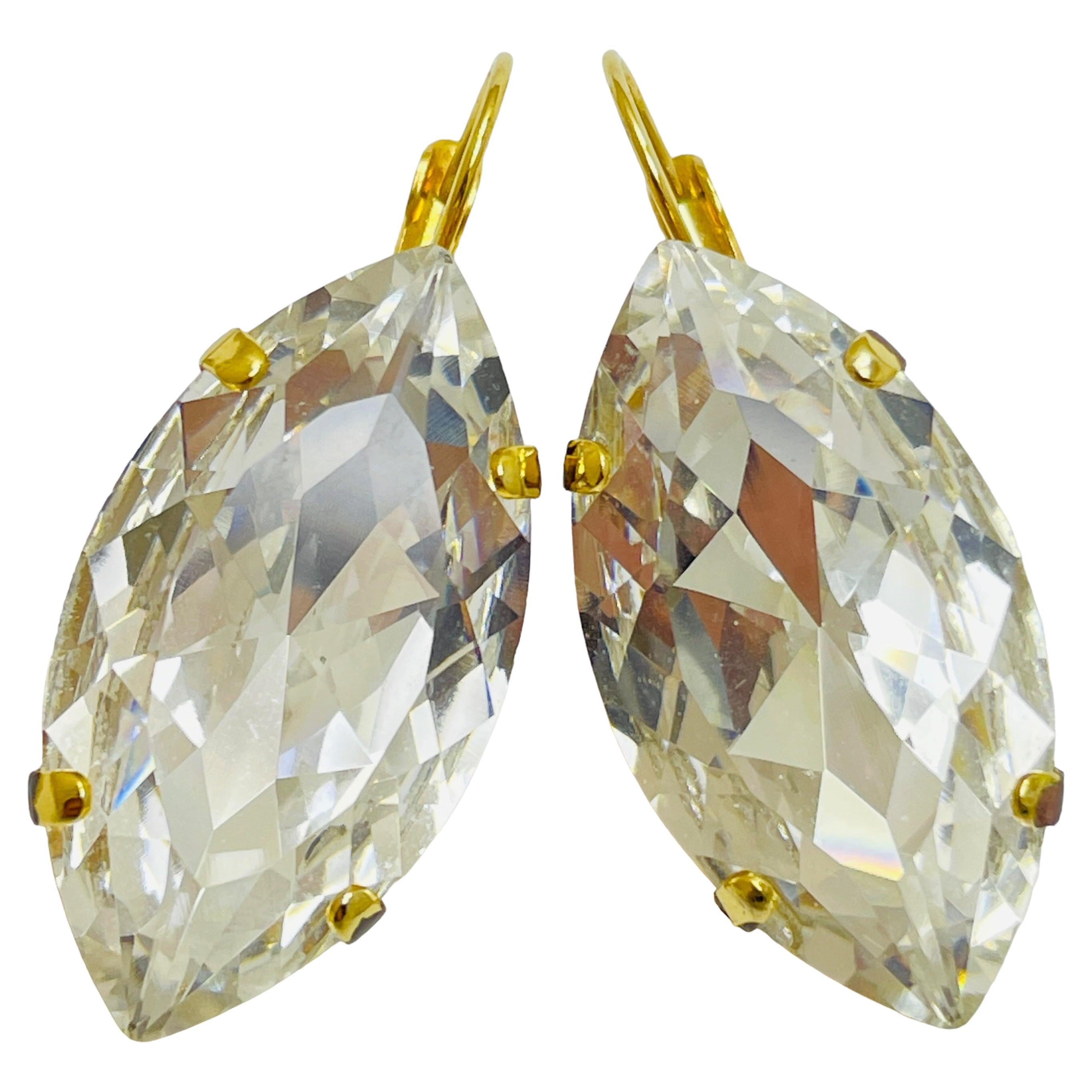 DIMITRIADIS signierter Vintage Goldglas-Designer durchbrochener Dangke  Ohrringe im Angebot