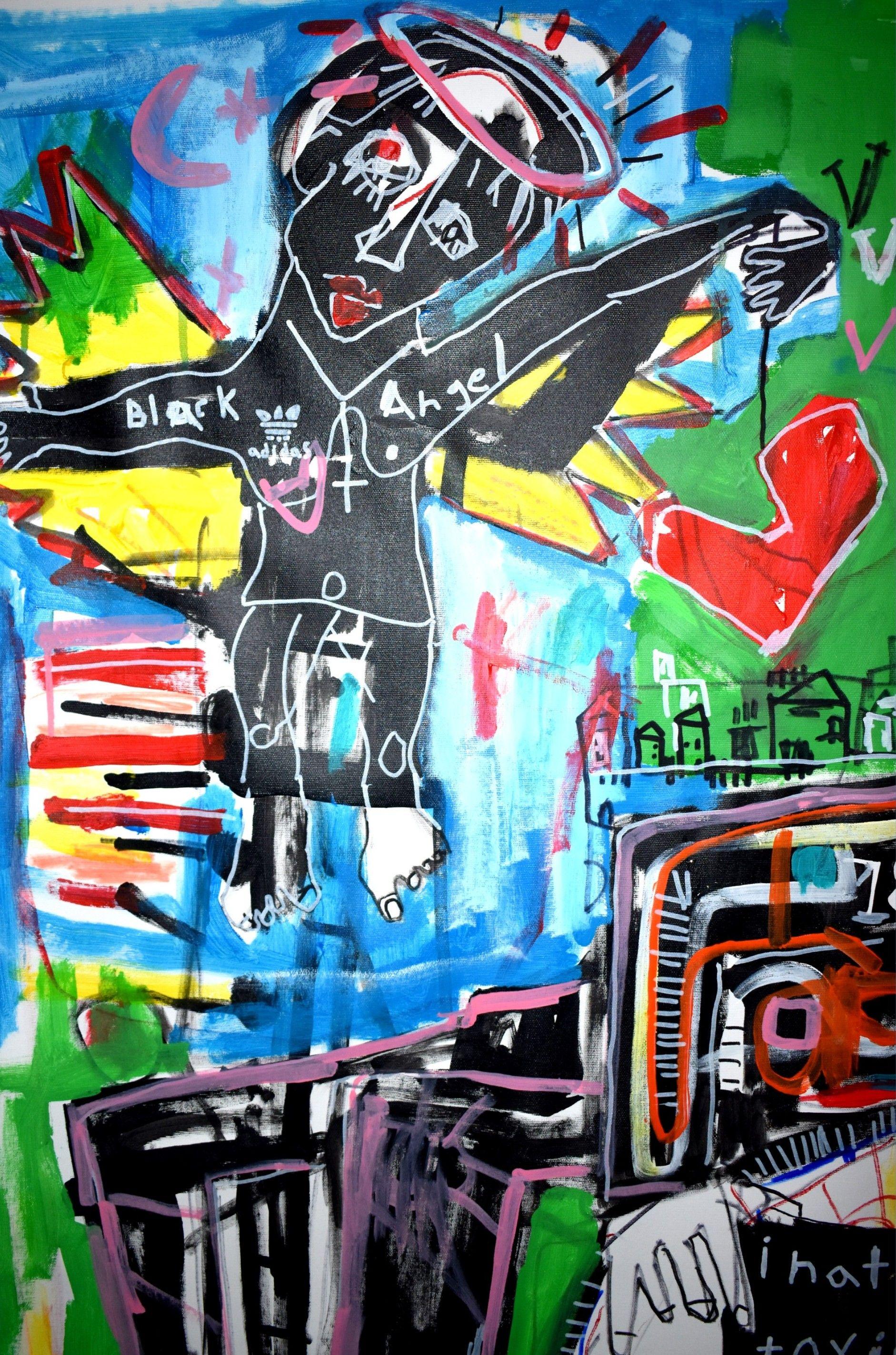 Ángel negro, Pintura, Acrílico sobre lienzo en venta 2
