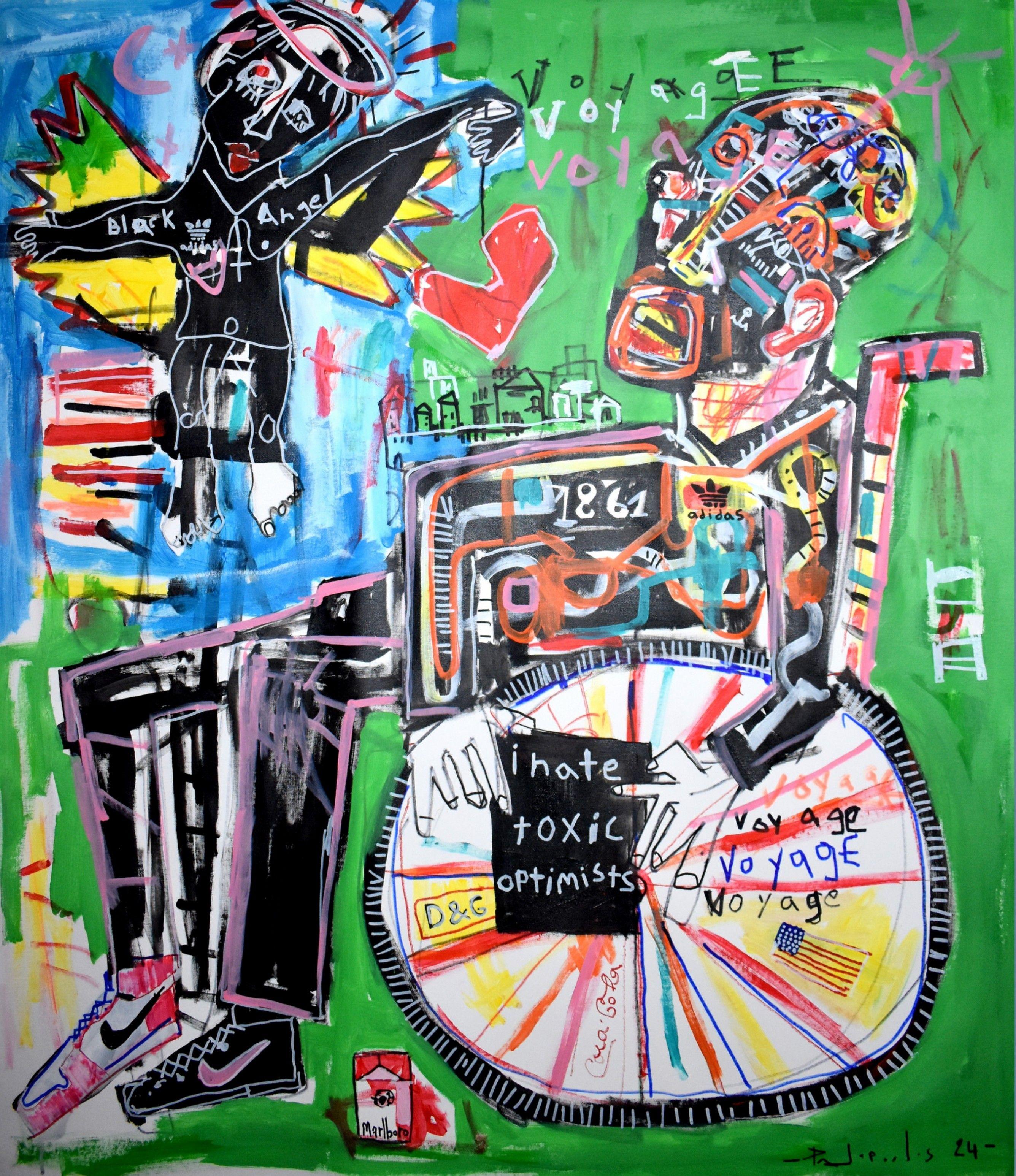 Ángel negro, Pintura, Acrílico sobre lienzo - Painting de Dimitris Pavlopoulos