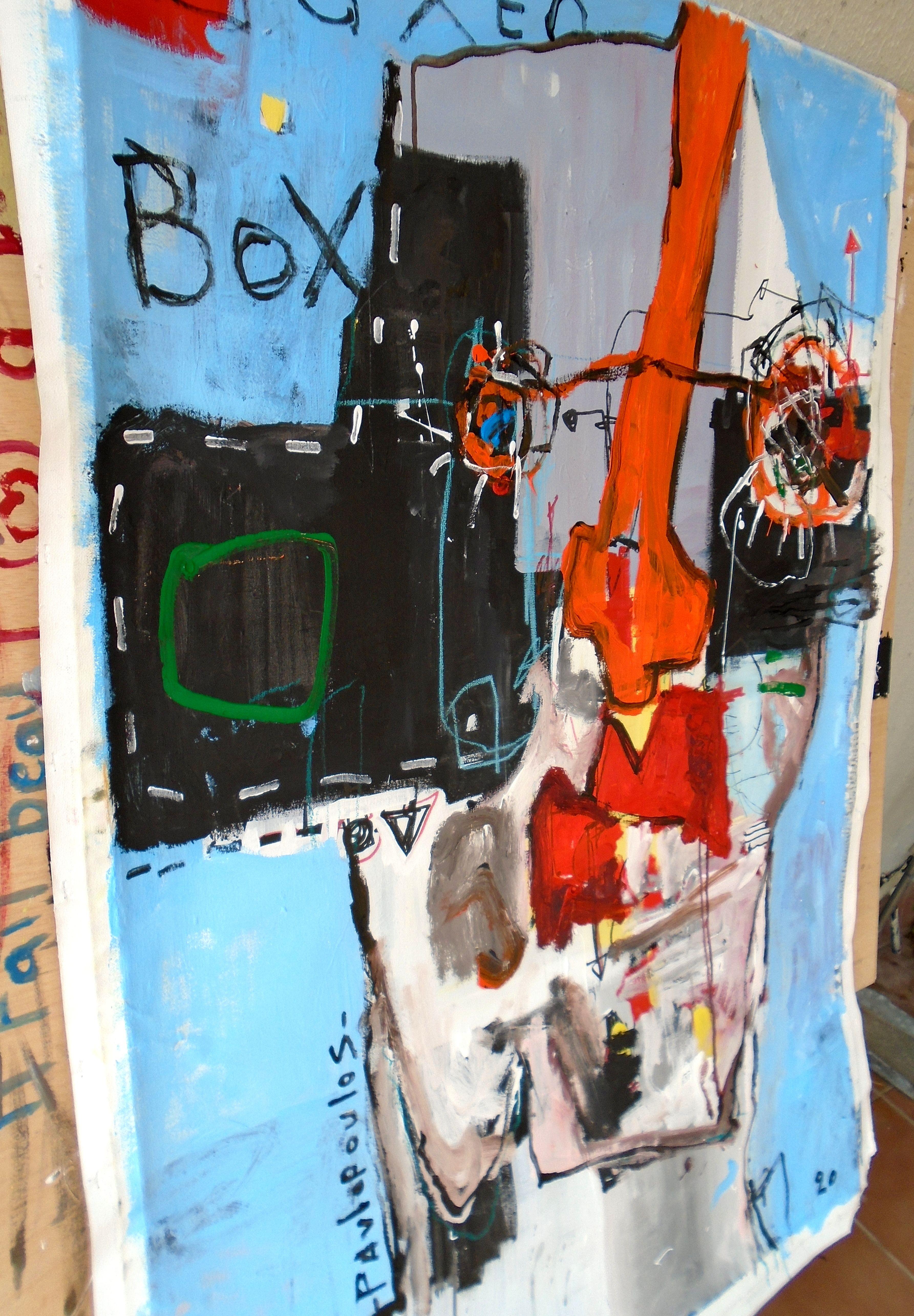 BOXEO, Peinture, Acrylique sur Toile - Expressionnisme abstrait Painting par Dimitris Pavlopoulos