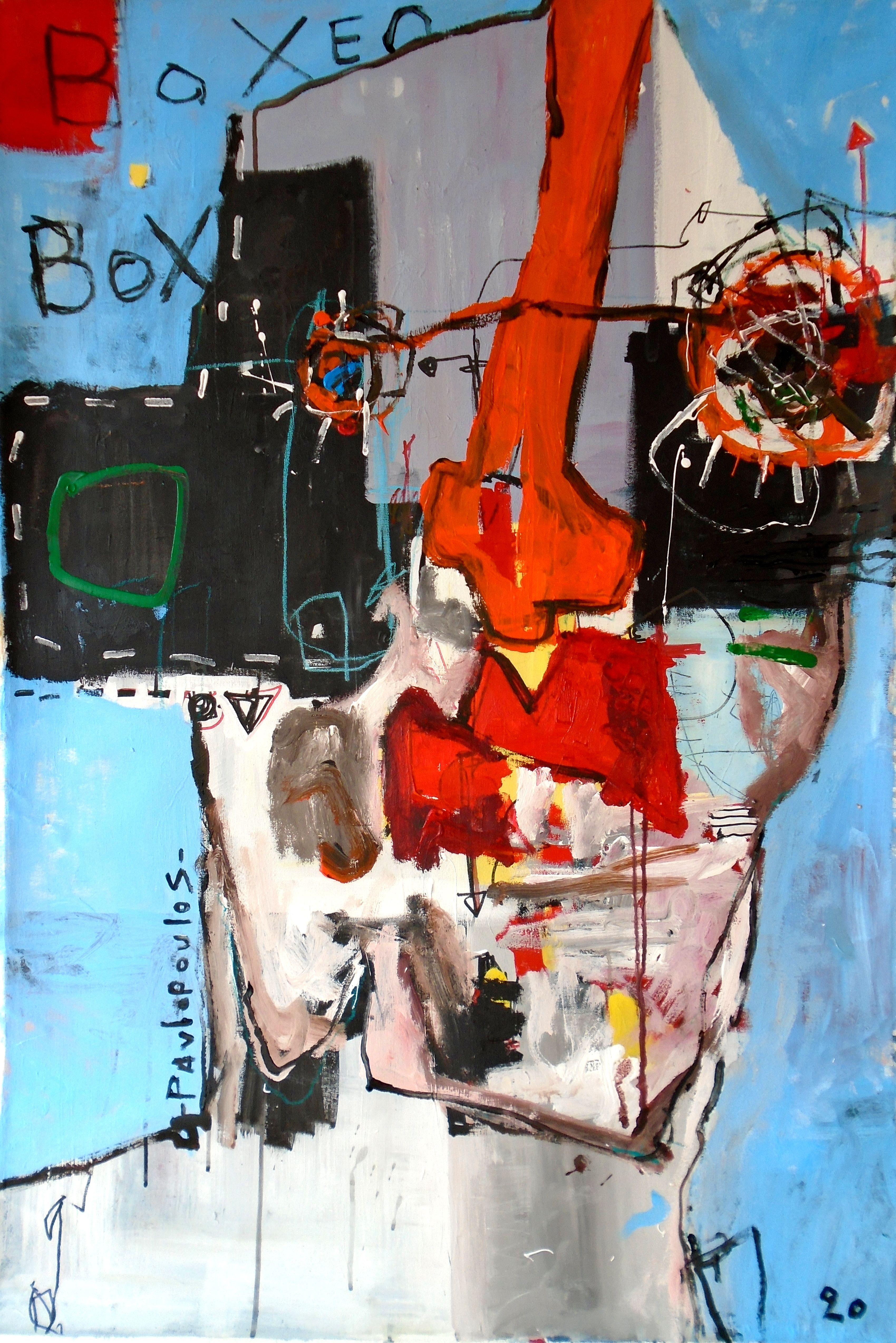Dimitris Pavlopoulos Abstract Painting - BOXEO, Painting, Acrylic on Canvas