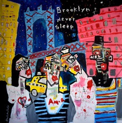 Peinture « Never Sleep » de Brooklyn, acrylique sur papier