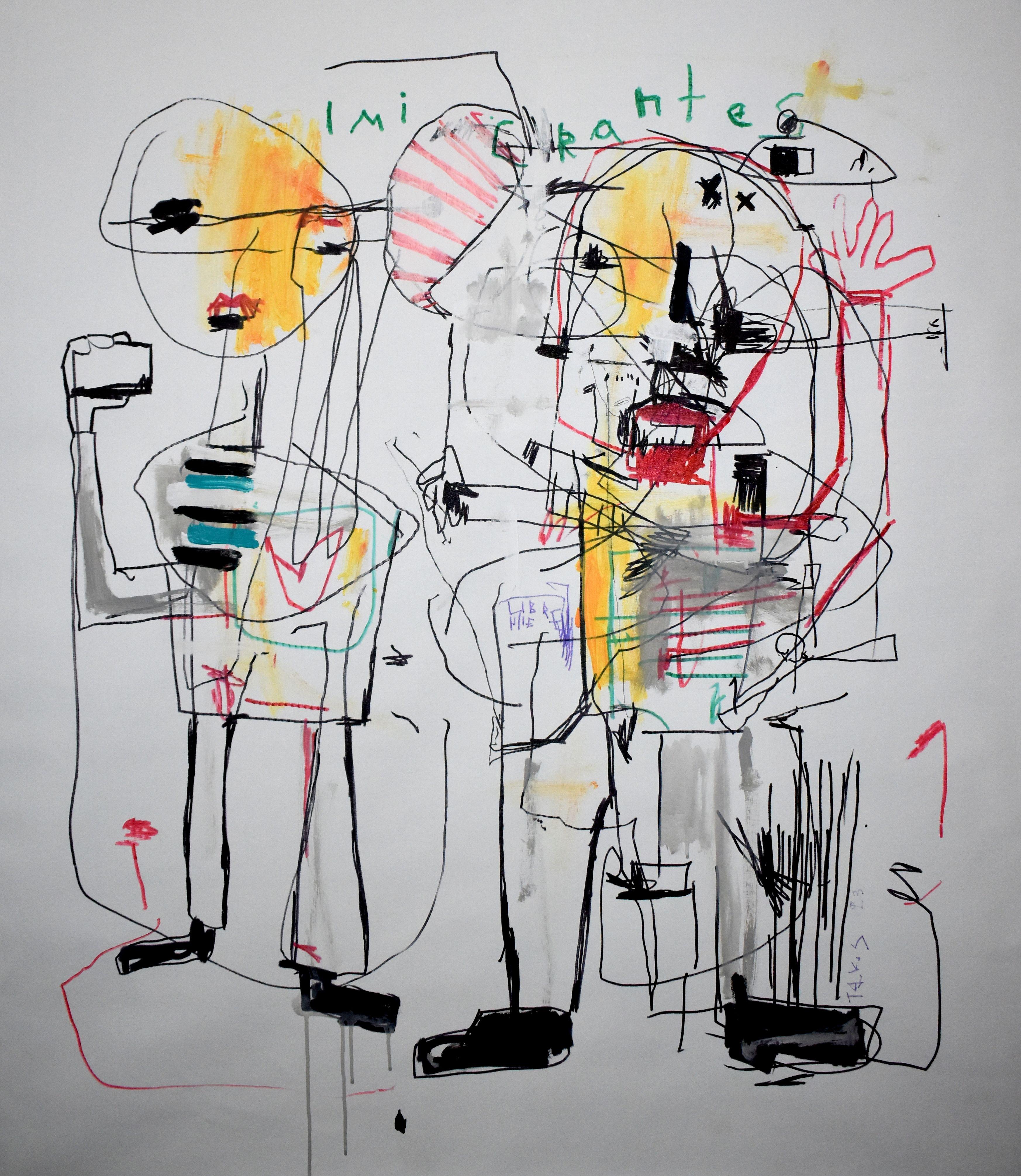 imigrantes, Pittura, Acrilico su tela - Painting di Dimitris Pavlopoulos