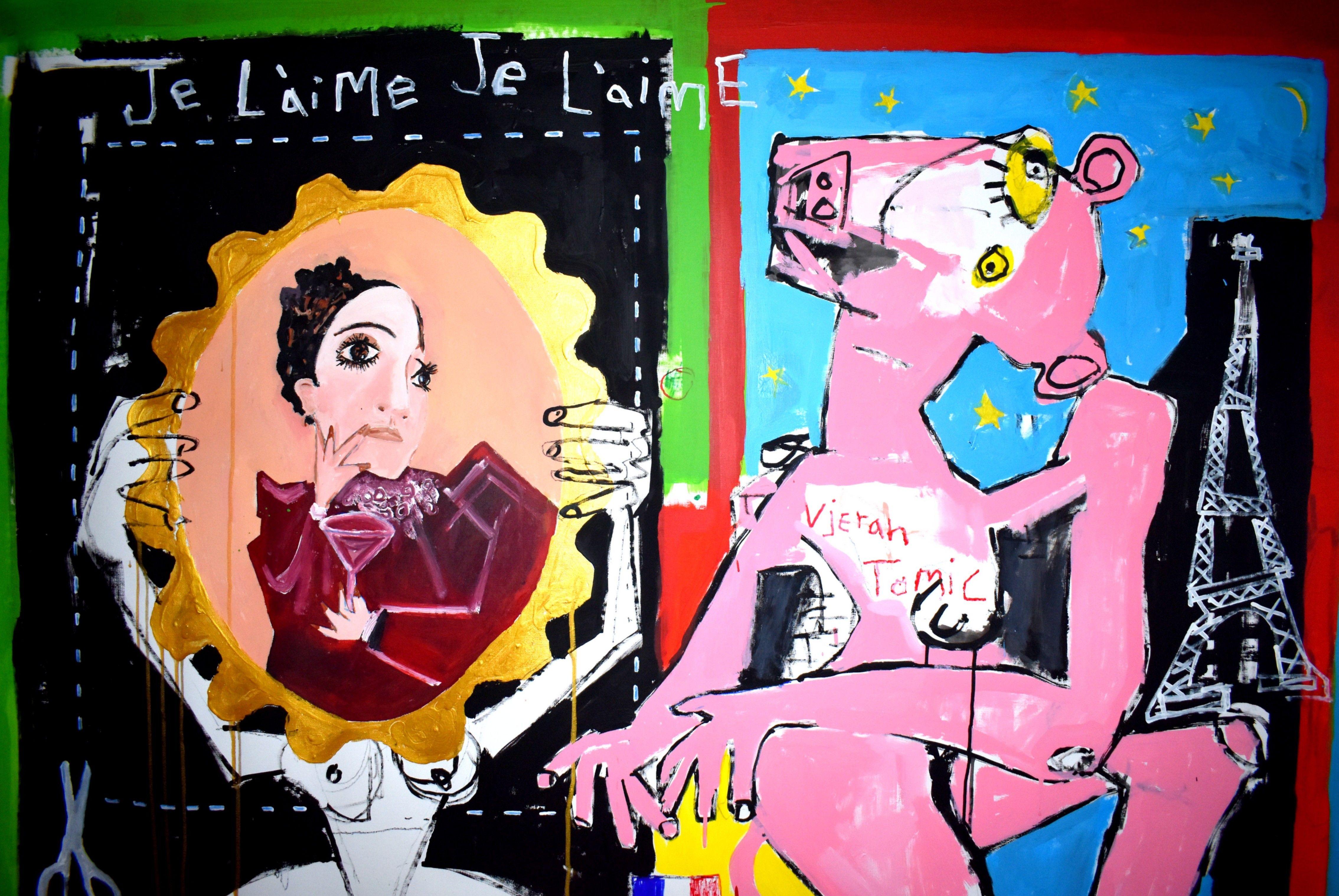 Je lâEaime, je lâEaime, Gemälde, Acryl auf Leinwand im Angebot 1