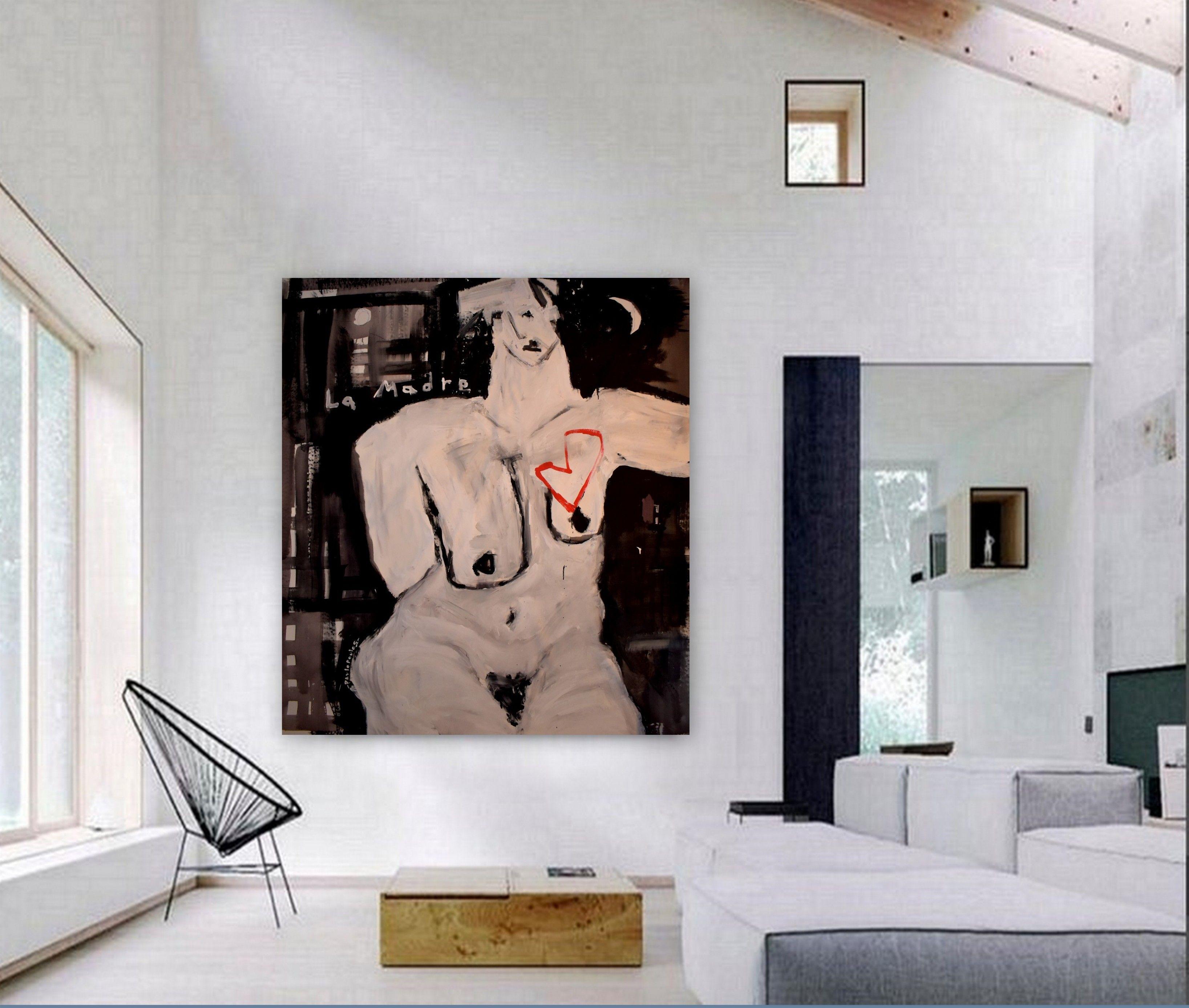 GrandePintura retrato abstracto, , gris y negro, Blanco , sobre lienzo ,obra de Dimitris Pavlopoulos  Pintura realizada con acrílico .  Colores: gris y negro, blanco  Colección de lienzos abstractos 2020  Tamaño:  59,05