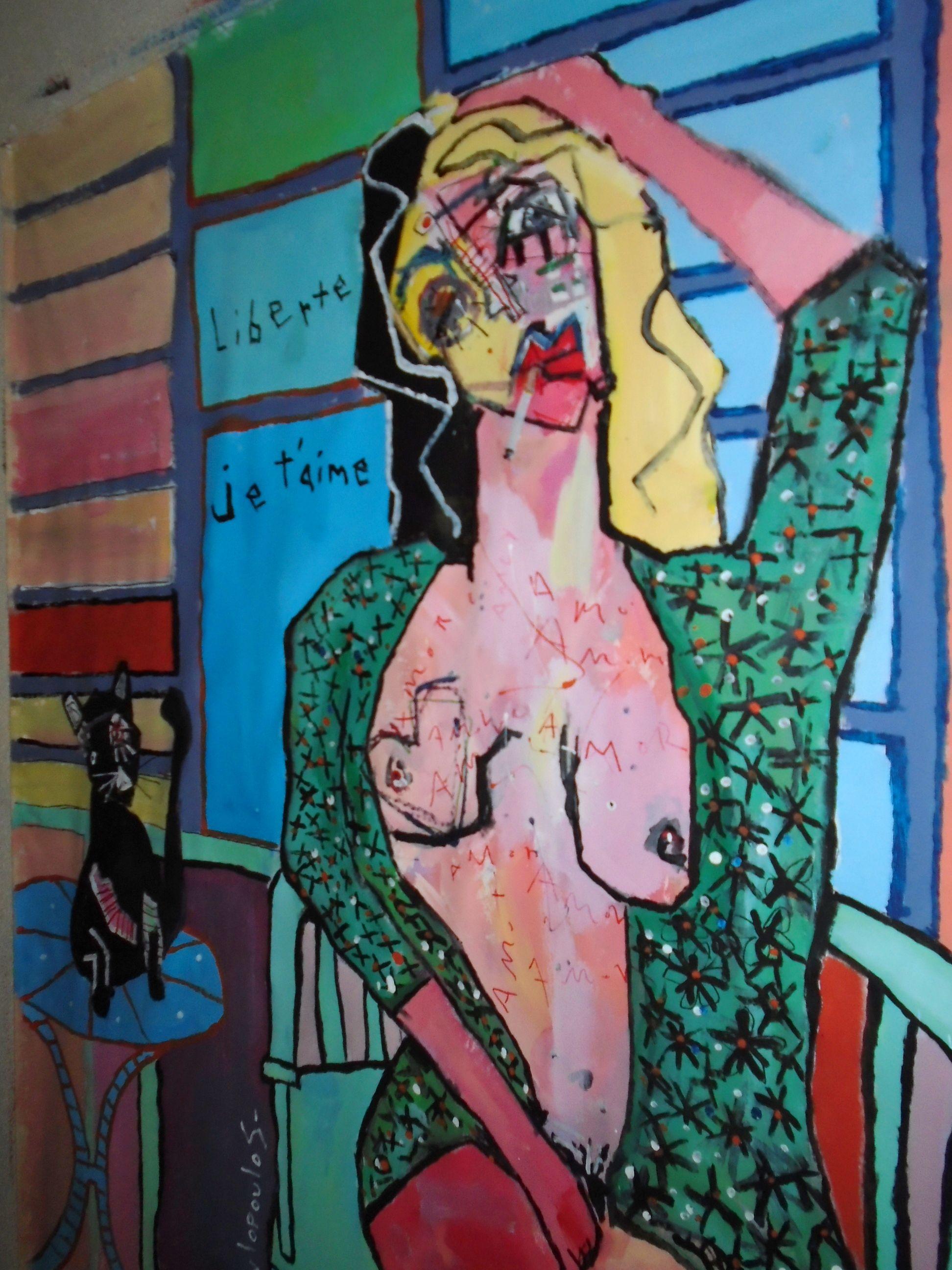 Liberte Je t'aime # 2, Painting, Acrylic on Canvas For Sale 2