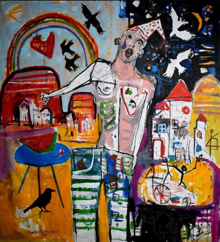 Salmos de corazón, Pintura, Acrílico sobre lienzo - Painting de Dimitris Pavlopoulos