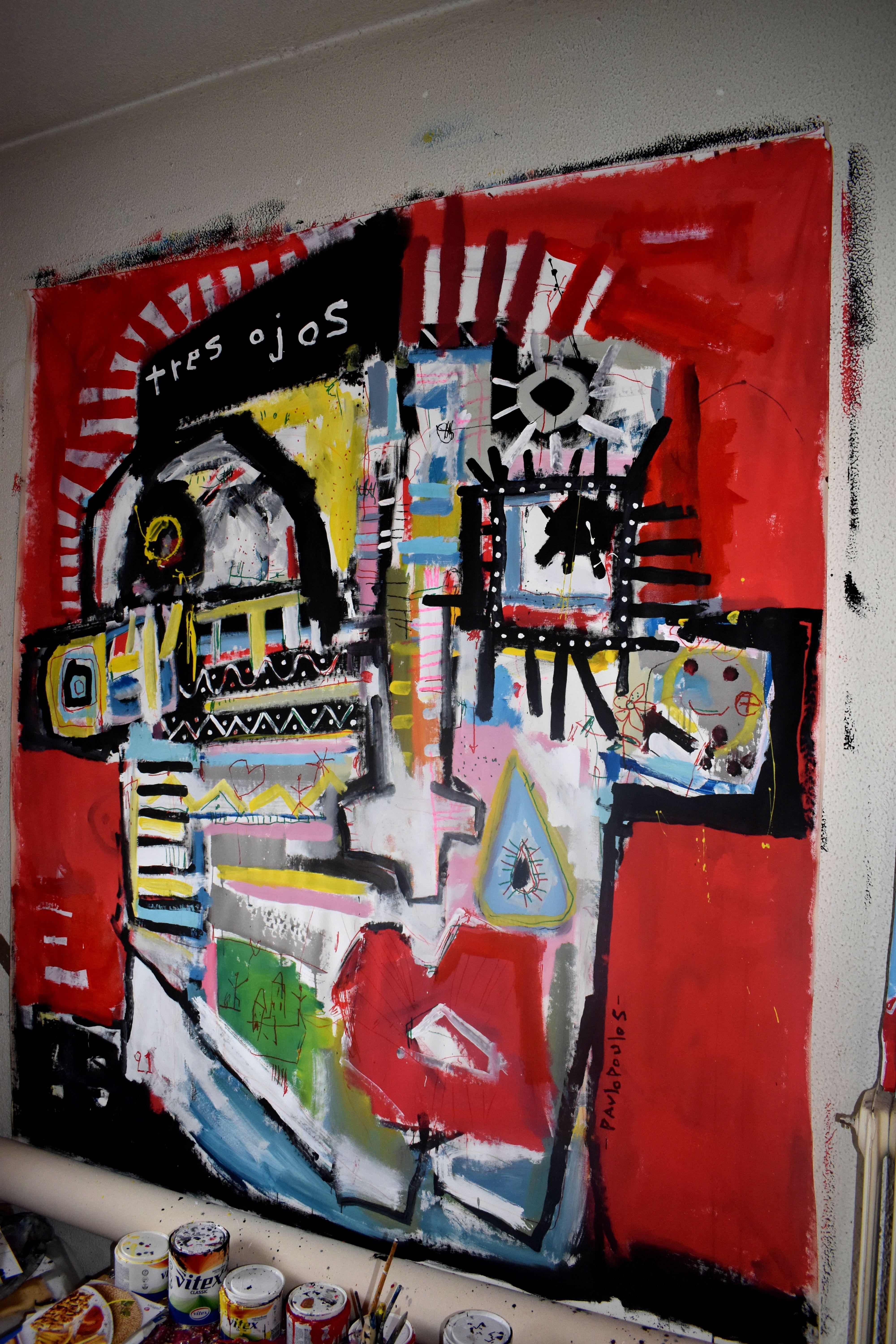 Tres ojos, Pintura, Acrílico sobre lienzo - Painting de Dimitris Pavlopoulos