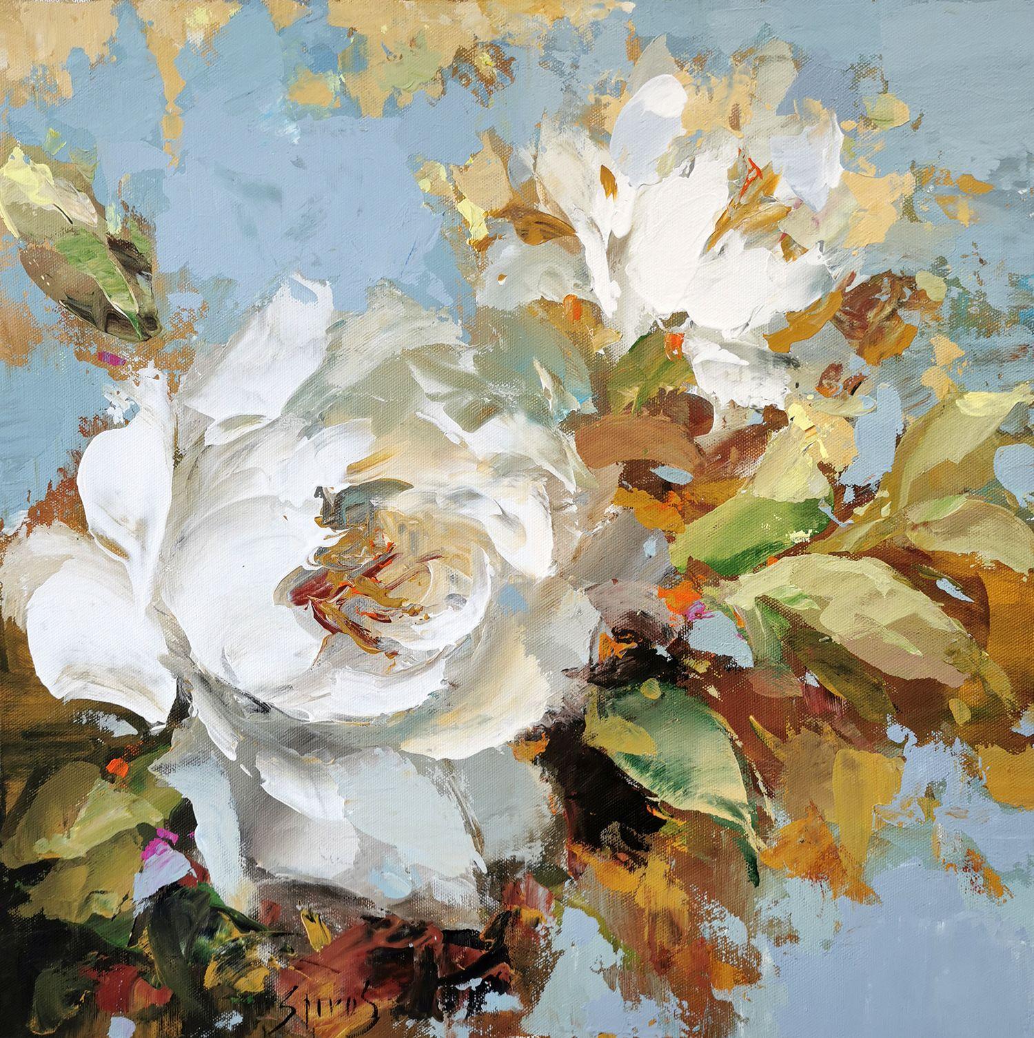 This enchanting painting captures the ethereal beauty of white flowers in all their glory. With a soft and delicate color palette, this work of art evokes a feeling of serenity and tranquility that is sure to transform any space into an oasis of