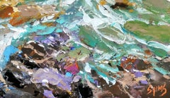 Karibische Wellen am Mittag, Gemälde, Acryl auf Leinwand