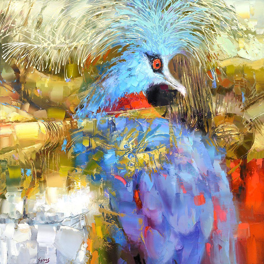 Abstract Painting di Dimitry Spiros - Colomba coronata #2, Pittura, Acrilico su tela