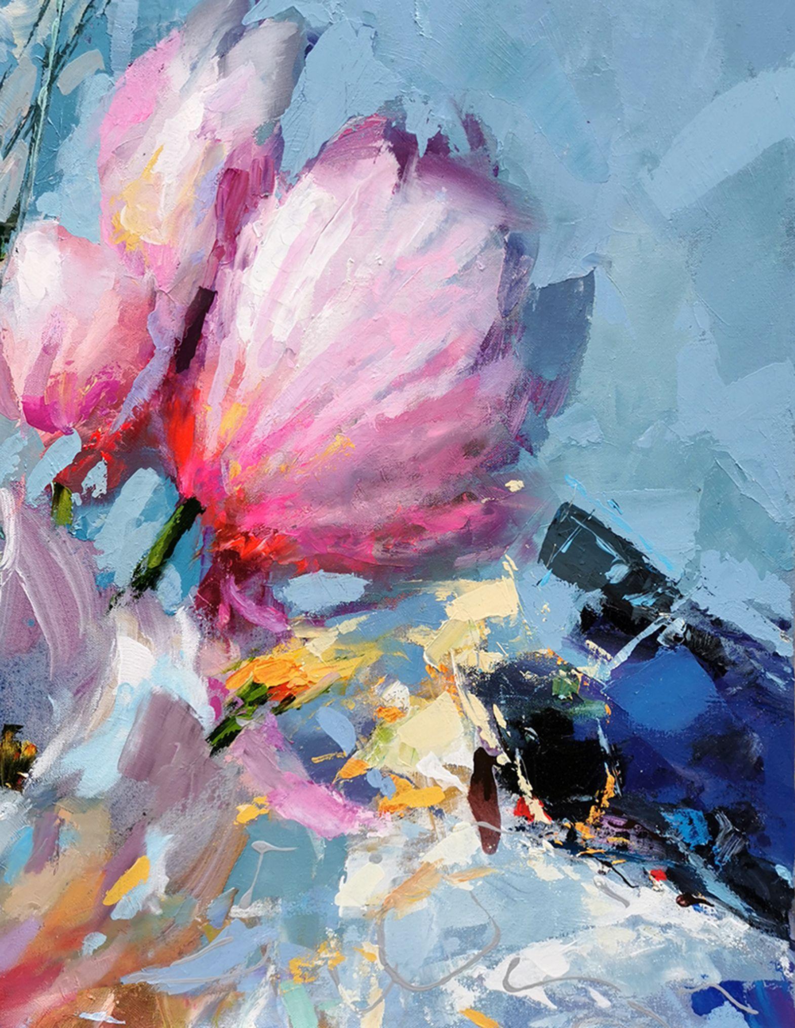 Flowers composition #13, Painting, Acrylic on Canvas For Sale 1