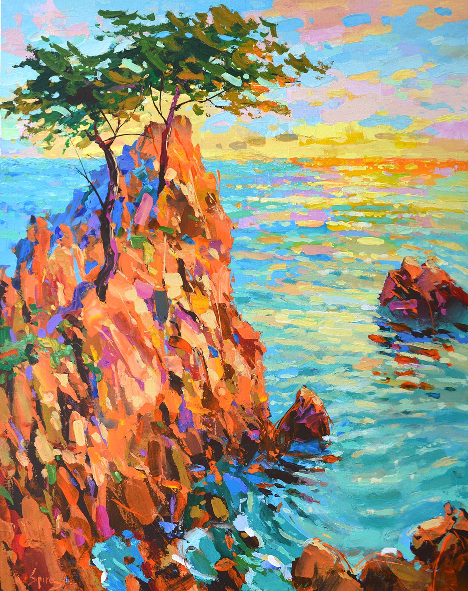 Lonely pines 2, Gemälde, Acryl auf Leinwand – Painting von Dimitry Spiros