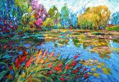 The smell of herbs at sunset, Painting, Acrylic on Canvas