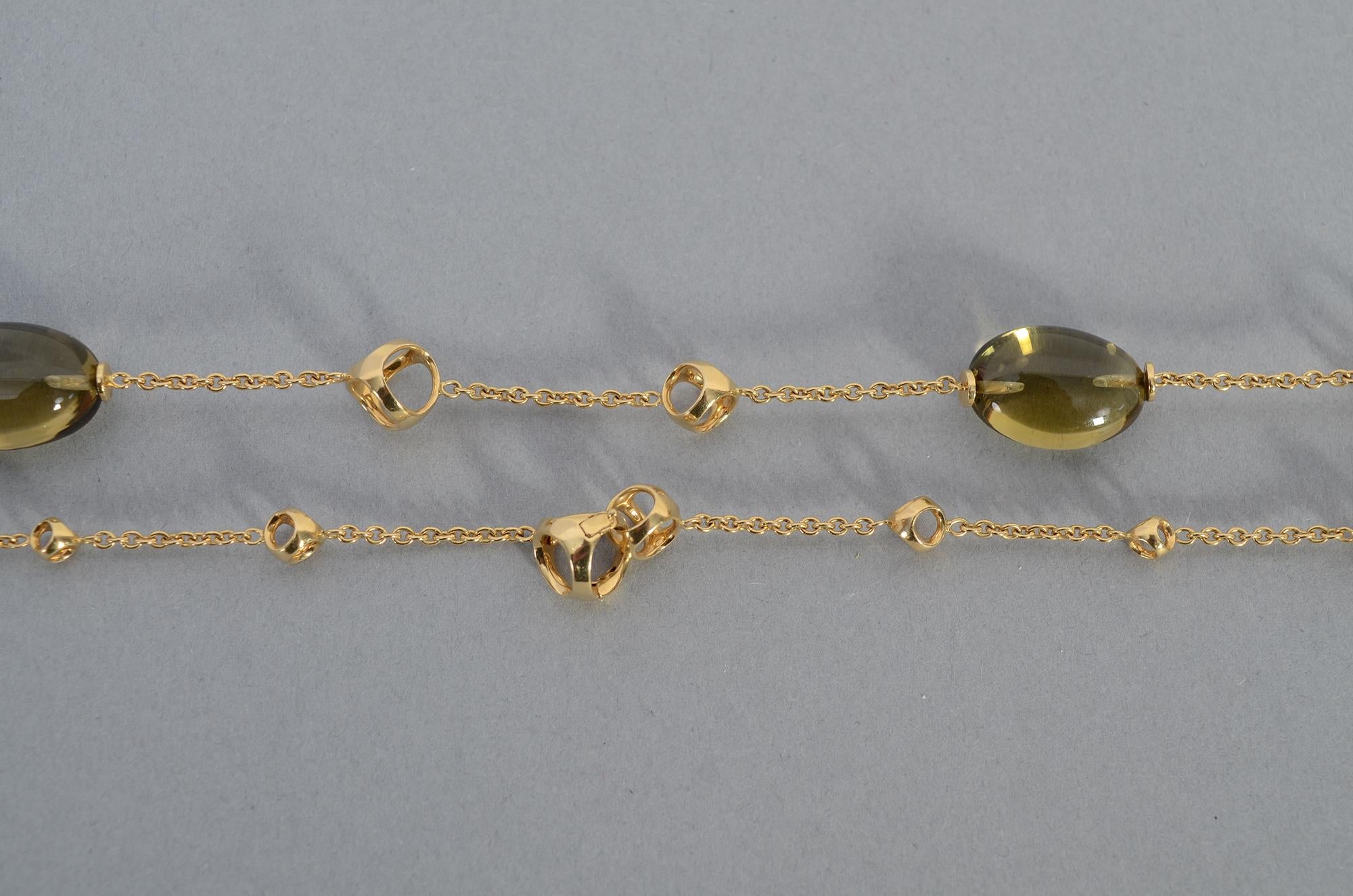 DiModelo Long Gold Chain Necklace with Citrine In Excellent Condition For Sale In Darnestown, MD