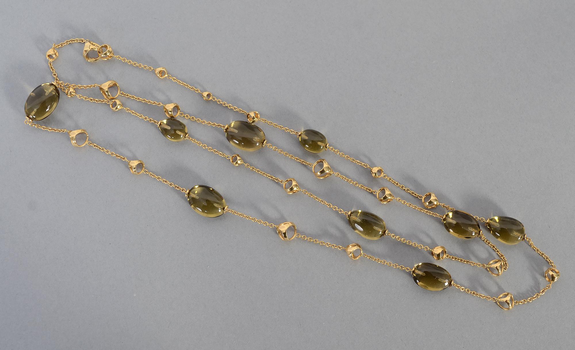 Women's or Men's DiModelo Long Gold Chain Necklace with Citrine For Sale