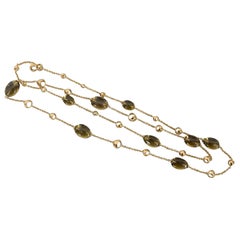 DiModelo Long Gold Chain Necklace with Citrine