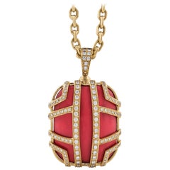 DiModolo Favola Coral and Diamond Pendant in 18K Gold