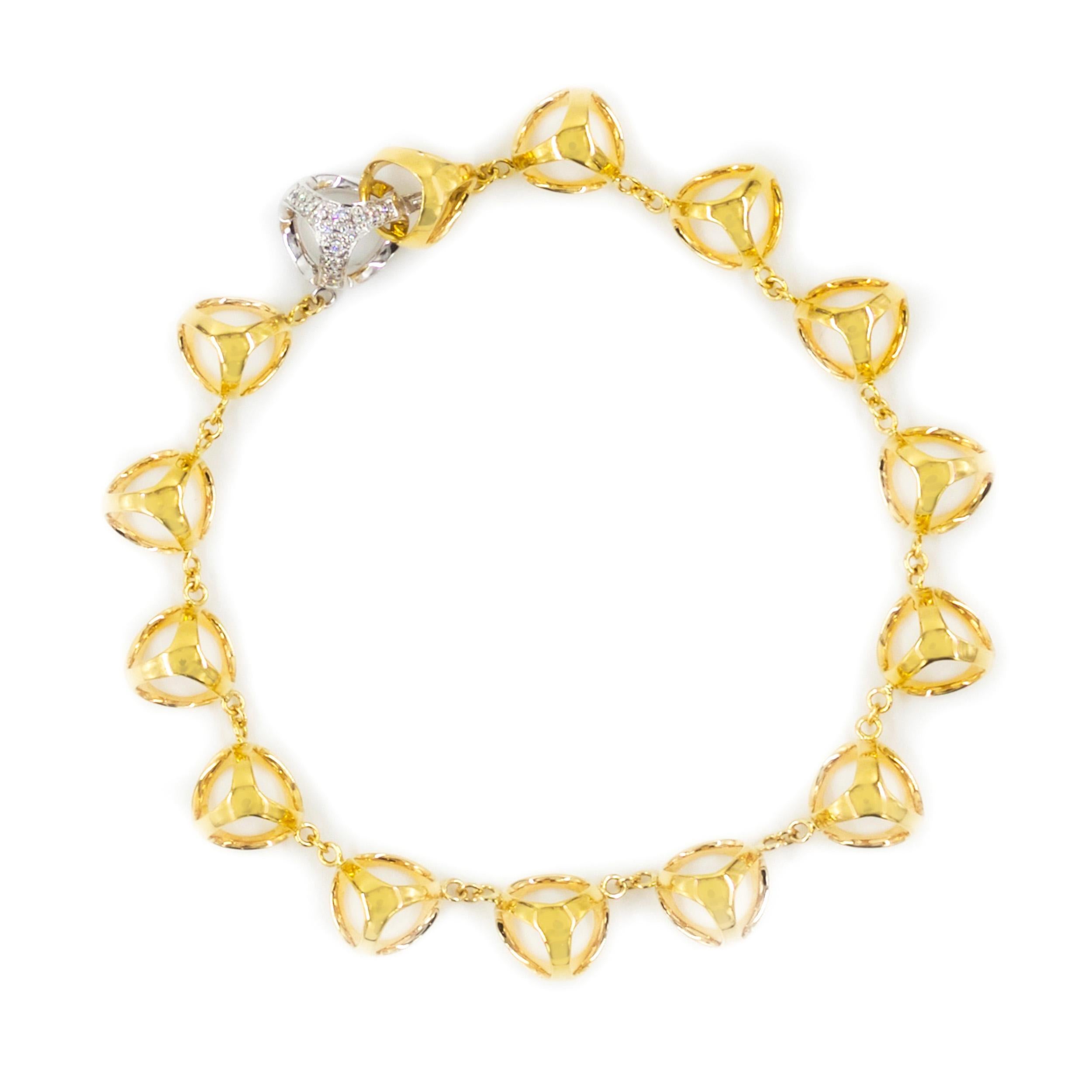 Contemporary DiModolo Italian 18k Gold and Diamond Necklace and Bracelet