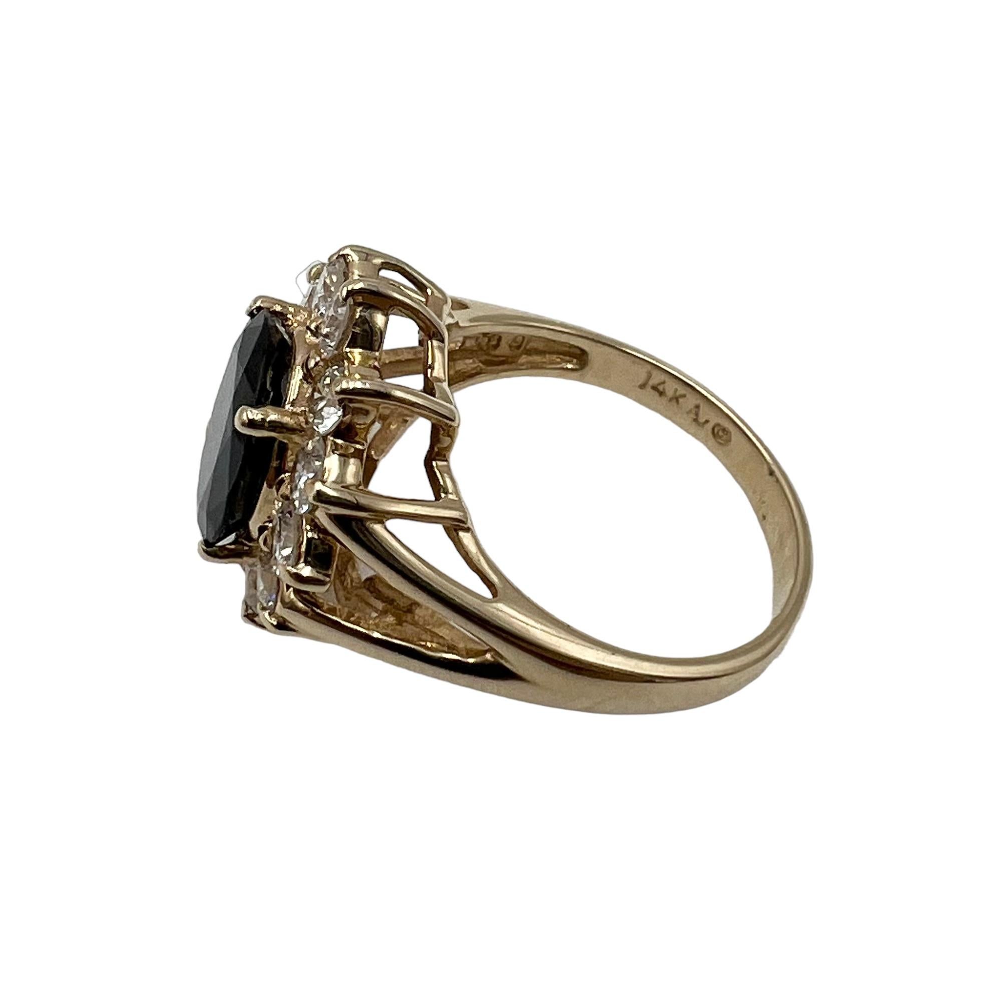 This 14k Yellow Gold Saphire Ring is a one of a kind that you just have to have. A ring this beautiful will leave any one in awe. With Diamonds of G-H color and SI1-SI2 clarity, and a magnificent 2.50ct oval faceted deep dark blue natural sapphire
