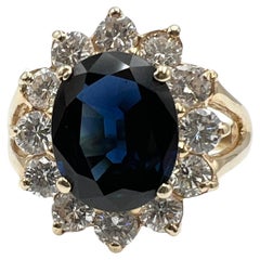 Diamond and Sapphire 14k yellow gold ladies ring